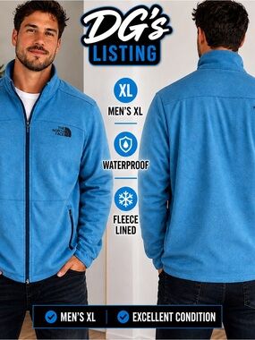 The North Face Men's Sky Blue Fleece-Lined Jacket
